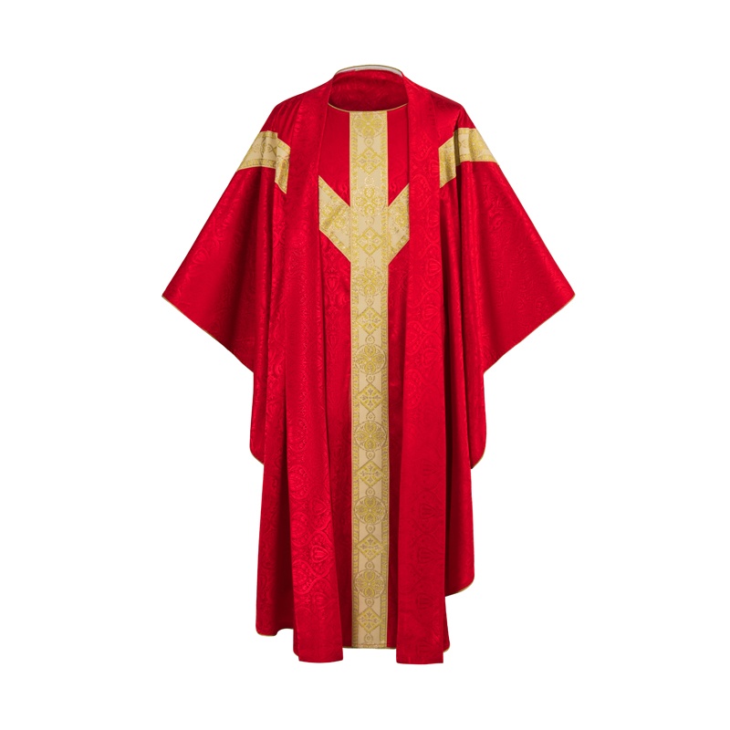 Gothic Chasuble Embroidered Jerusalem Cross Motif