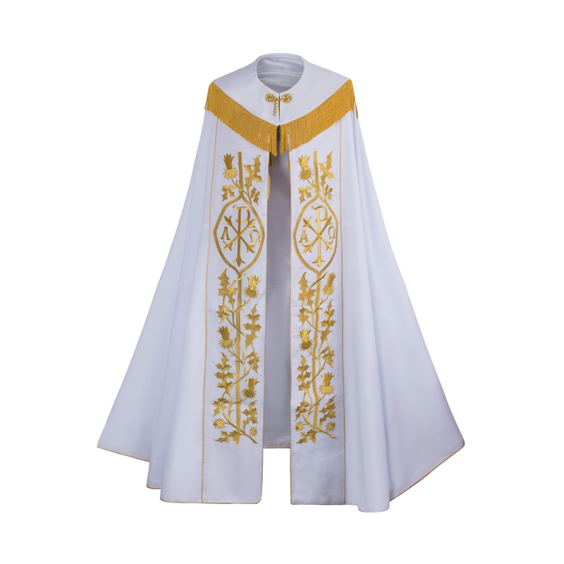 gold embroidered cope and humeral veil